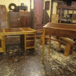 Partner’s Desk and Stand Up Writing Desk (Poplar and Walnut)