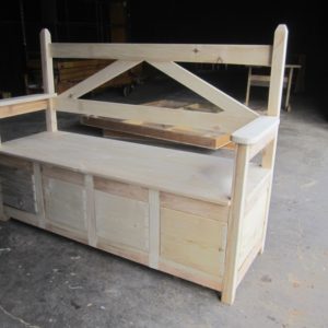 Sunrise Bench with Arms and Storage (unfinished pine)